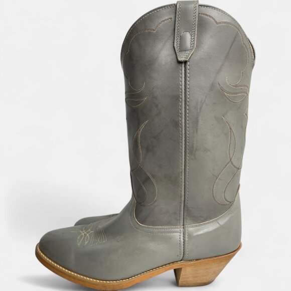 Acme Vintage Gray Leather Western Cowboy Work Boots Men's 12 - Picture 7 of 13